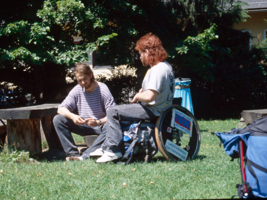 [1990] Hebbe prater med lydmann Per Schreiner, Salzburg.